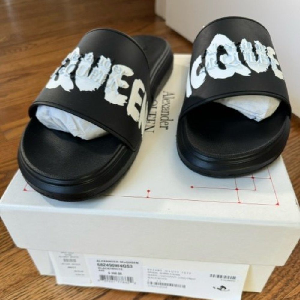 NWT Alexander Mcqueen Graffiti Pool Slides 44 EU (11D US)